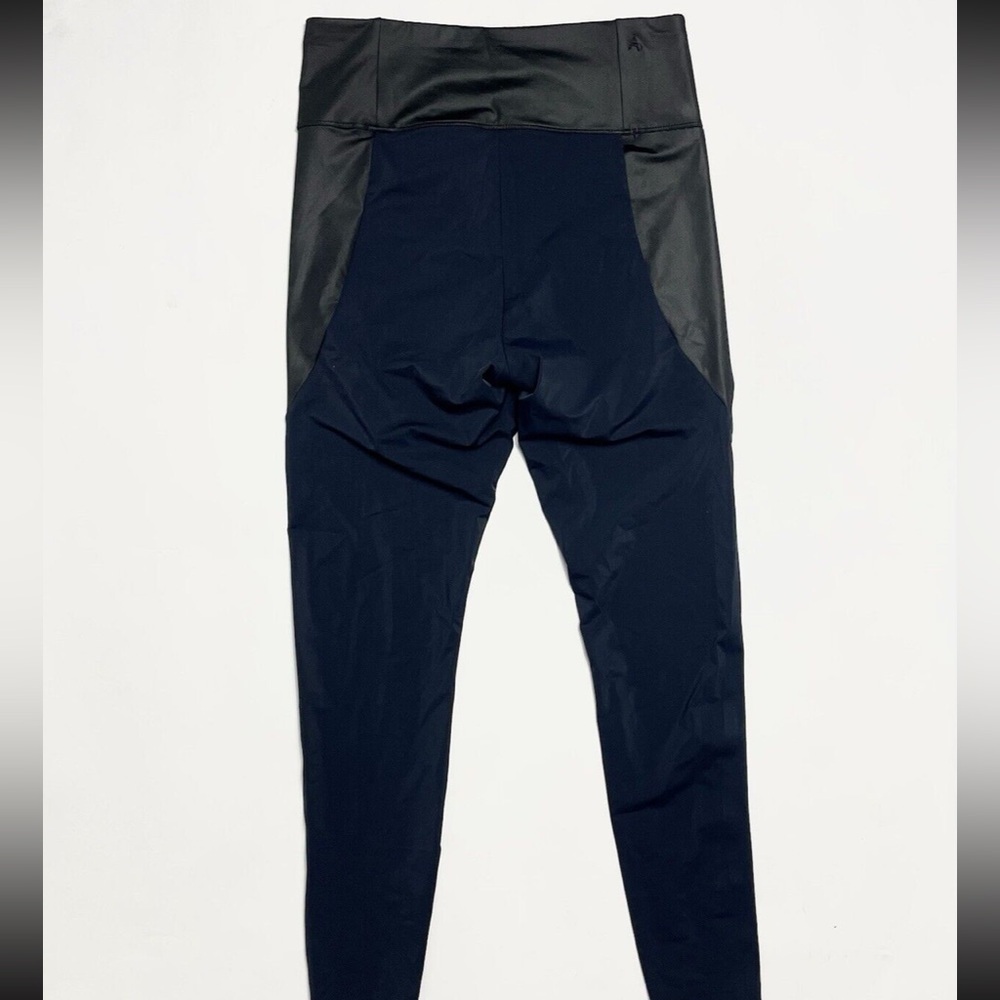 NWOT Aday Throw It Higher Technical Silk Leggings Sz L Blue Wet-Look Waistband - Picture 2 of 5